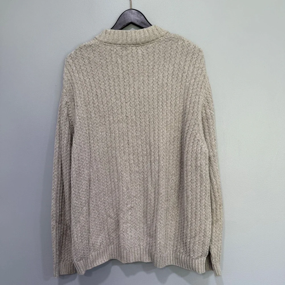 VTG Eddie Bauer‎ Mens XL Beige Cotton Knit Pullover Sweater fisherman Hong Kong